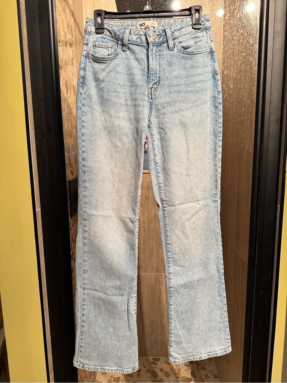 SO Juniors Light Blue High-Rise Boot Cut Leg Jeans (Size 3 Juniors/26W)